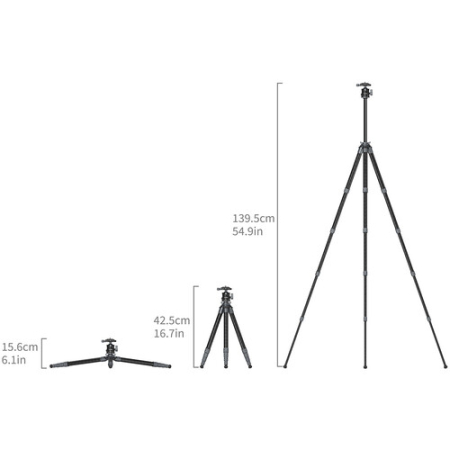 SmallRig 6598 - lekki i podróżny statyw fotograficzny z głowicą kulową - wysokości